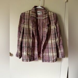 Women's Plaid Blazer - Purple and Cream
